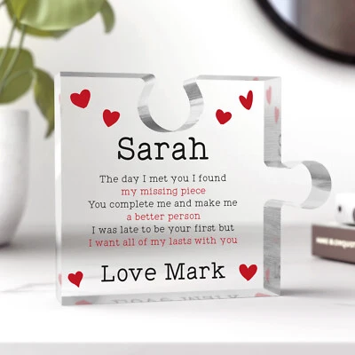 BEECREATIVE GIFTS Personalised My Missing Piece Girlfriend Birthday Christmas Gift Present Her