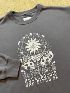 Abercrombie & Fitch Soft AF Fleece Crew Neck Oversized Sun Mushroom Sweatshirt S - Picture 1 of 4