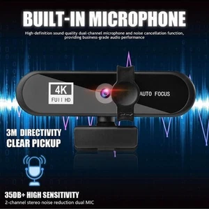 `4K High Definition Webcam Autofokus Live Webcam Kostenloses USB-Laufwerk Mi - Photo 1/12