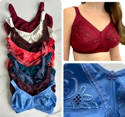 Damen Marks Total Support BH bestickt ohne Bügel ungepolstert Vollschale B-H NEU - Bild 1 von 4