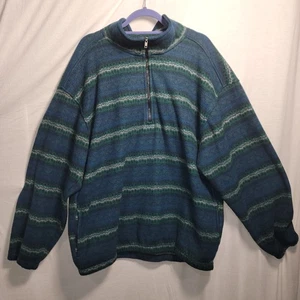 VINTAGE Sears BIKE Pullover Erwachsene L blau grün Fair Isle Opa Strick Half Zip - Bild 1 von 9