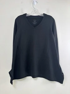Ibex Top Womens Small 100% Merino Wool Black Long Sleeve V-Neck - Picture 1 of 10