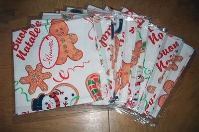 8 servilletas de tela de algodón Rossella Italia Buon Natale pan de jengibre galletas de Navidad Foto 1 de 4