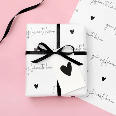 Valentine'S Day Wrapping Paper with Ribbon Tag -Not Roll-39.4 X 27.6 Inch Black - Image 1 of 4