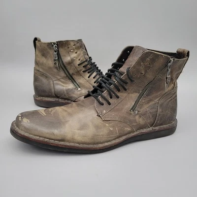 Botas masculinas de couro John Varvatos Star EUA Barrett com zíper lateral tamanho 13 M - Imagem 1 de 4