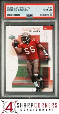 2004 UPPER DECK FINITE HG #94 DERRICK BROOKS HOF POP 1 PSA 10 - Image 1 of 3
