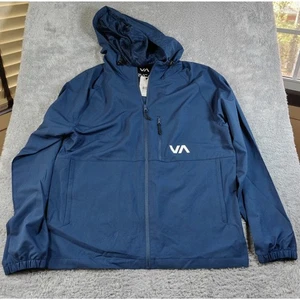 Chaqueta de Lluvia RVCA Para Hombres Mediana Kevin Calce Relajado Cremallera Completa Con Capucha Azul Elastizada - Imagen 1 de 5
