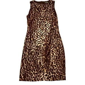 Ralph Lauren LRL Womens Cheetah Sleeveless Faux Wrap Dress Animal Print Size-10 - Picture 1 of 16