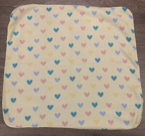 Baby Blanket Vintage Hearts Flannel Receiving Yellow Swaddle 20” x 28” Soft