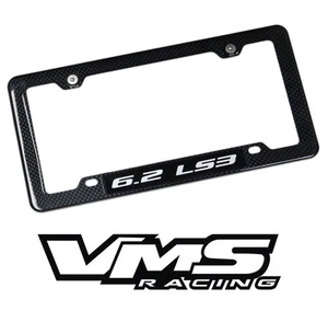VMS 1 CARBON FIBER LOOK LICENSE PLATE FRAME FOR CHEVY 6.2 LS3 SLBK - Picture 1 of 5
