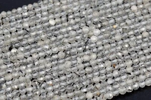 3MM Genuine Natural Black Rutilated Quartz Beads AAA Faceted Round Beads 15" - Picture 1 of 3