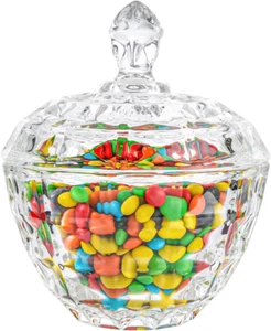 Glass Candy Dish with Lid Decorative Candy Bowl, Crystal Covered Candy Jar for H - Picture 1 of 8