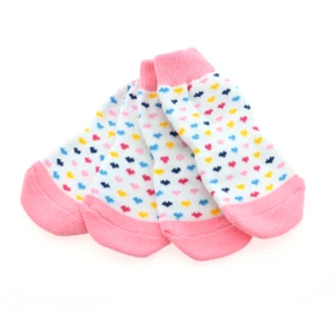 Non-Skid Dog Socks - Doggie Design Pink and White Hearts - Picture 1 of 5
