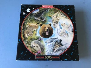 Waddingtons 500 Piece Circular Jigsaw Puzzle, Nordic Animals, 1990 Complete - Picture 1 of 7