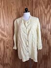 Hot Cotton 100% Linen Sunny Yellow Solid Long Sleeve Button Down Top XL