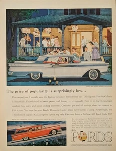 1959 Ford Galaxie Club Victoria Print Ad, 2 Door Hardtop Evening House Party - Picture 1 of 1
