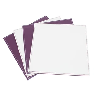 Set of 4 Placemats 25cm Square Reversible Faux Leather Place Setting Table Mats  - Picture 1 of 7