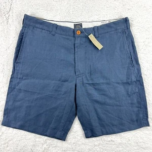 NWT J.Crew Stanton Linen Shorts Men’s 35 Blue 100% Irish Linen Baird McNutt 9” - Imagen 1 de 8