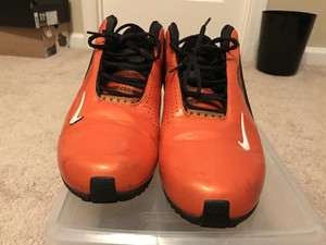 orange patent leather shoes