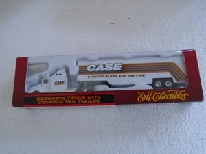 ERTL CASE1/ 87 HO SCALE DIECAST KENWORTH  T600B W/ DROP BOX TRAILER  - Picture 1 of 6