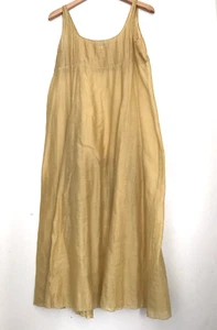 FLATS By JAN NIEMI Womens Maxi Dress Sleeveless Gold Yellow Silk Sz M BoHo Sheer - Picture 1 of 6