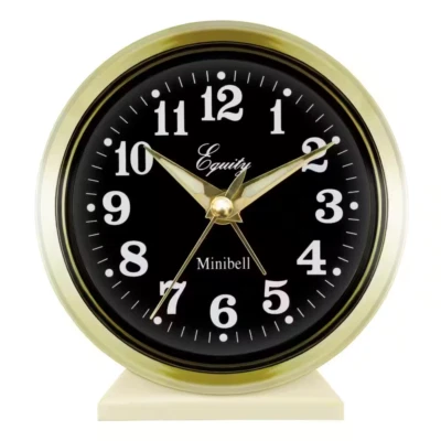 Keywind Analog Alarm Clock Loud Bell 4 in Round Brass Metal Vintage Wind-Up - Image 1 of 4