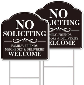 No Soliciting Sign, 2-Pack 12"X12" Double-Sided Metal Yard Signs - Picture 1 of 12