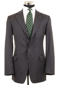 Hackett London Gray Broken Herringbone Striped 100% Wool Sport Coat Jacket 40 L - Picture 1 of 9