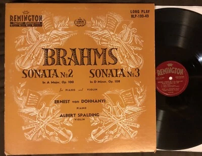 BRAHMS Violin Sonatas ALBERT SPALDING - Rare Original 1951 REMINGTON LP - VG(+) - Image 1 of 4