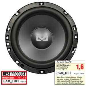 Subwoofer AMPIRE BOLD6 16,5 cm / 6,5", 4 + 4 ohmios, 250 vatios, woofer de 165 mm - Imagen 1 de 8