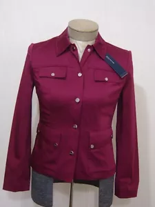 Jones New York Women’s Jacket Small Button Stretch Coat Blazer Burgundy Red $119 - Picture 1 of 7
