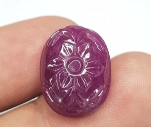 15.60 Ct Natural Mozambique Ruby Oval Shape Handmade Carving Gemstone For Jewels - Picture 1 of 8