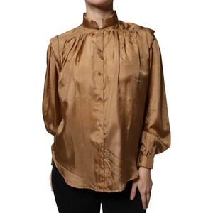Blusa MES DEMOISELLE Top Marrón Seda Con Botones Mangas Largas IT40/US6/S 370usd - Imagen 1 de 9