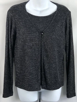 Cárdigan Suéter Top Vintage Jonathan Martin M Negro Brillo Metálico Años 90 Y2K Glam Foto 1 de 4