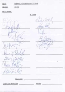 Sheffield United FC - Hoja de equipo firmada - Certificado de autenticidad (14483) - Imagen 1 de 1