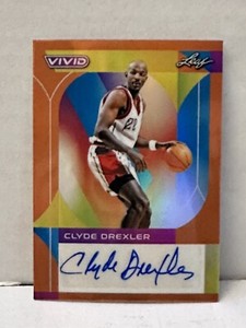 2022-23 Leaf Vivid Prismatic Orange Clyde Drexler auto/10 BA-CD1 HOF