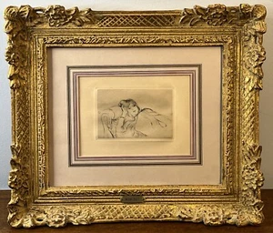 Ancienne gravure Berthe Morisot Jeune Fille Au Repos fille couchée années 1800 encadrée - Photo 1/10