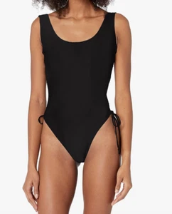 Bikini Lab Women's Lace Up Adjustable Side High Leg 1 Piece Swimsuit Black XL - Picture 1 of 2