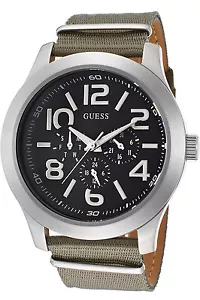 GUESS W10617G1,Men's Multi-function,Steel Case,Fabric Strap,Screw Back,100m WR - Picture 1 of 2