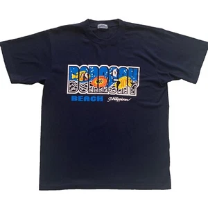 Vintage Boracay Beach Phillipines Mens T Shirt Size L Fish Print Tourist Island - Picture 1 of 6