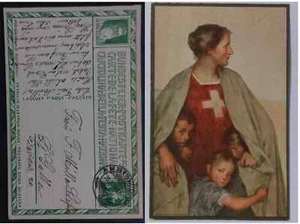 SCARCE 1917 Switzerland Red Cross National Fete 5c stamped Postcard Amriswil - Bild 1 von 3