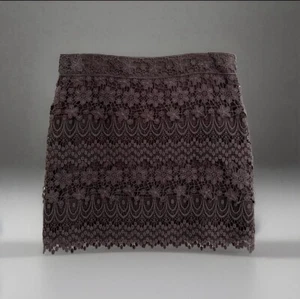 $49.95 NWT ~ AMERICAN EAGLE Women Mini Skirt Sz 0 Brown Crochet Lace Tiered Boho - Picture 1 of 5