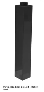 LEGO Parts 1x 2453a Black Brick 1 x 1 x 5 Blocked Open Stud - Picture 1 of 1