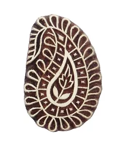 Paisley Design 4 x 6.7 cm Indian Hand Carved Wooden Printing Block Stamp - Picture 1 of 3