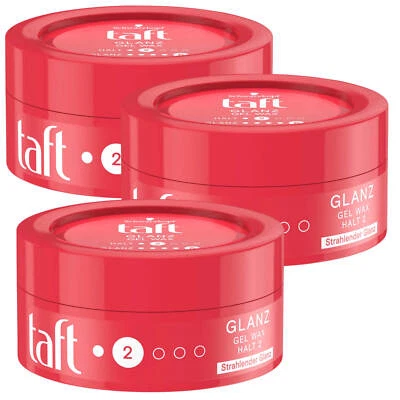 SCHWARZKOPF 3x 75ml taft Glanz Gel Wax Halt 24h Halt 2 Glanz 5 leicht zu verteilen strahlend