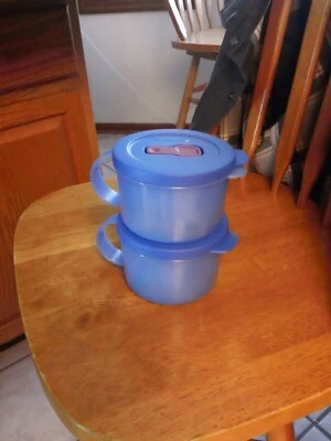 Set di 2 - Tazze da Zuppa Tupperware CrystalWave, Blu #3155A-2 - Nuove con scatola - Immagine 1 di 4