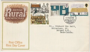 FDC Gran Bretaña 1970, arquitectura rural británica - Imagen 1 de 2