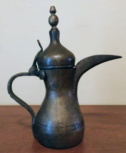 ISLAMIC ARABIC METAL COFFEE POT DALLAH Middle EASTERN makers mark handmade - Picture 1 of 12