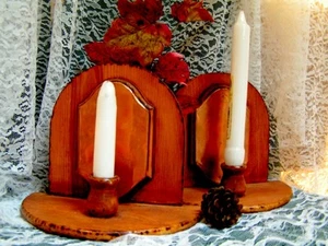 Handmade Rustic Wood and Copper Reflective Candle Sconces  - Picture 1 of 5