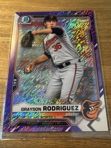 2021 Bowman Chrome Grayson Rodriguez #BCP-165 Purple Shimmer Refractor /250 (RC) - Picture 1 of 2